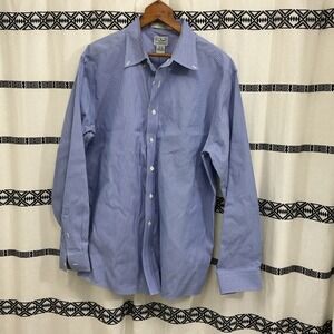 L.L.Bean Men's Wrinkle Resistant Blue Pinstripe Shirt 16.5-33 Traditional Fit